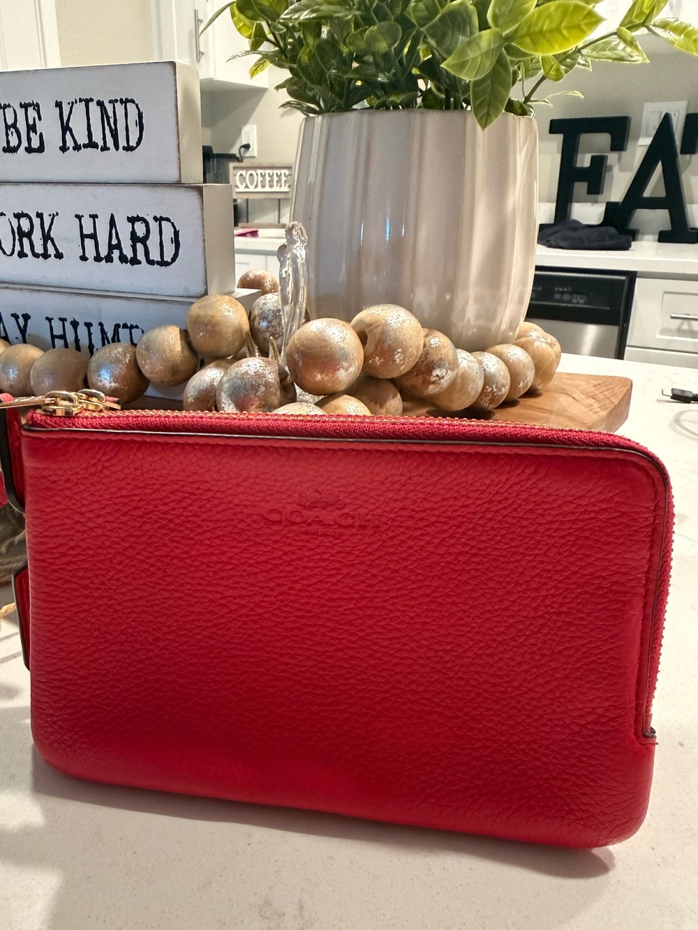 Coach Hot Pink Pebbled Leather Zip Wallet Wristlet